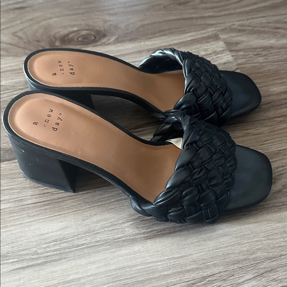 A New Day Black Woven Heeled Sandals - Picture 2 of 5